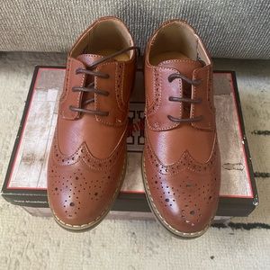Boy size 1  tan dress shoes